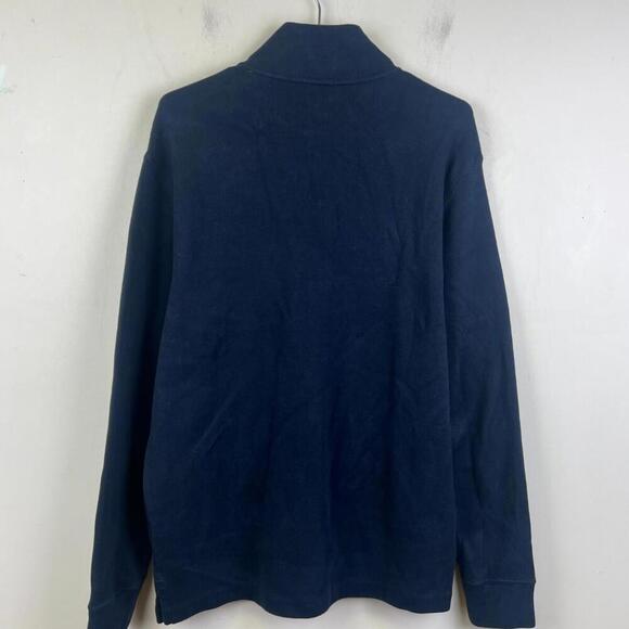 Polo Ralph Lauren 1/4 Zip Pullover Sweatshirt Navy Blue M Cotton Red Pony - Picture 2 of 5
